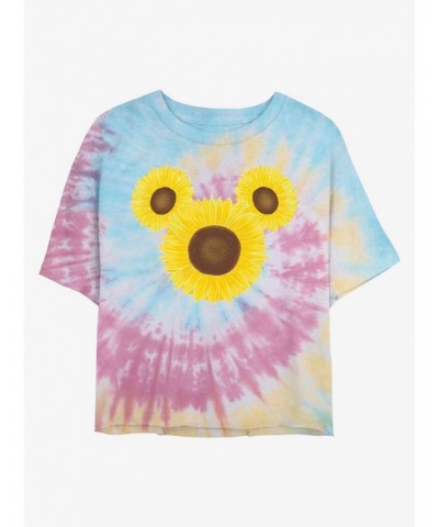 Disney Mickey Mouse Mickey Sunflower Tie Dye Crop Girls T-Shirt $13.18 T-Shirts