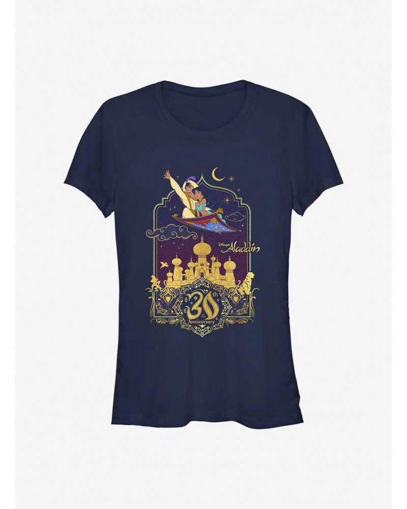 Disney Aladdin & Jasmine Flying 30th Anniversary Girls T-Shirt $8.22 T-Shirts