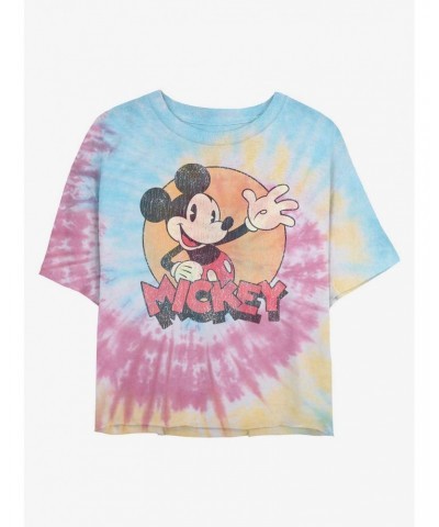 Disney Mickey Mouse Classic Mickey Tie Dye Crop Girls T-Shirt $11.57 T-Shirts