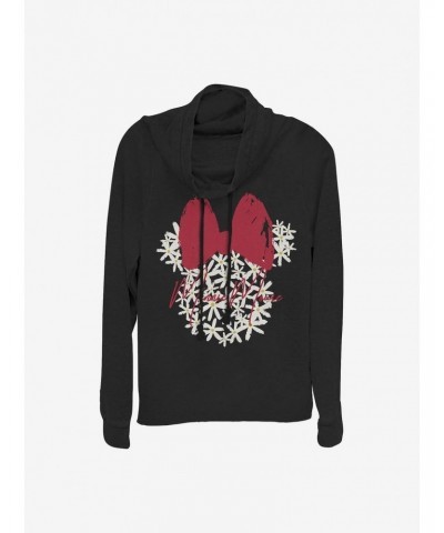 Disney Minnie Mouse Floral Minnie Cowlneck Long-Sleeve Girls Top $17.51 Tops