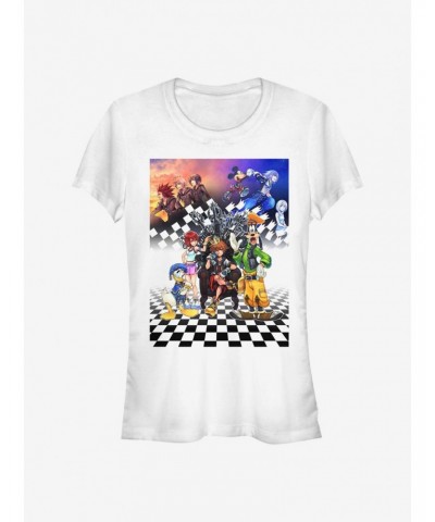 Disney Kingdom Hearts Group Checkers Girls T-Shirt $12.20 T-Shirts