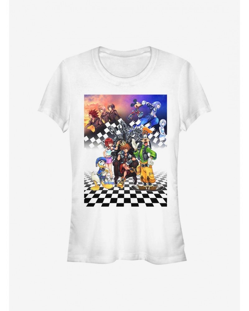 Disney Kingdom Hearts Group Checkers Girls T-Shirt $12.20 T-Shirts