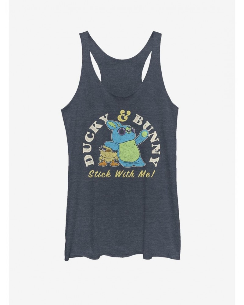 Disney Pixar Toy Story 4 Ducky And Bunny Brand Girls Navy Blue Heathered Tank Top $12.43 Tops