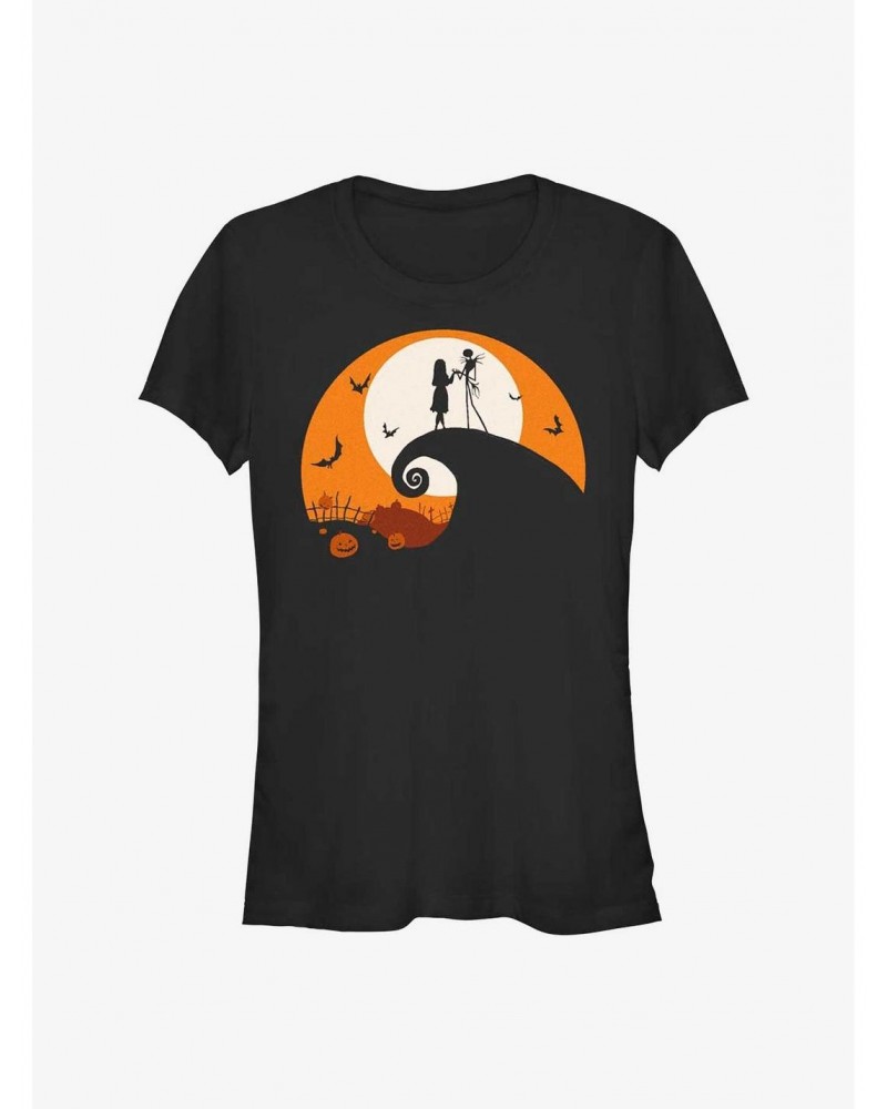 Disney The Nightmare Before Christmas Jack and Sally Haunt Hill Girls T-Shirt $10.21 T-Shirts