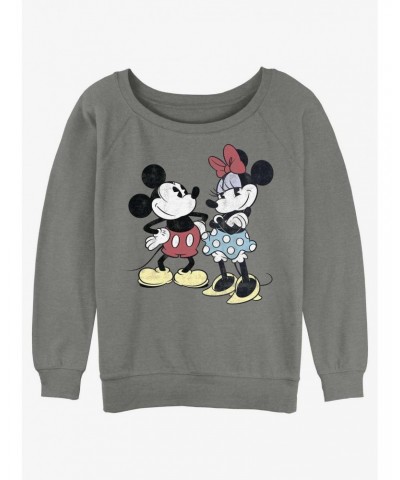 Disney Mickey Mouse Retro Couple Girls Slouchy Sweatshirt $13.28 Sweatshirts