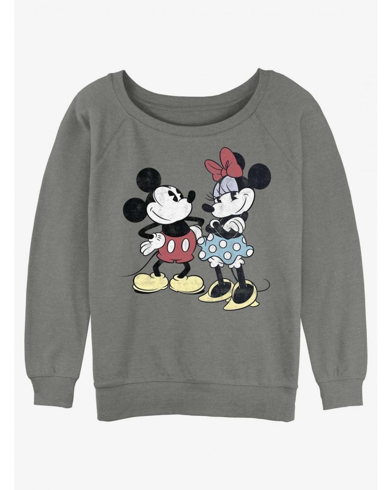 Disney Mickey Mouse Retro Couple Girls Slouchy Sweatshirt $13.28 Sweatshirts