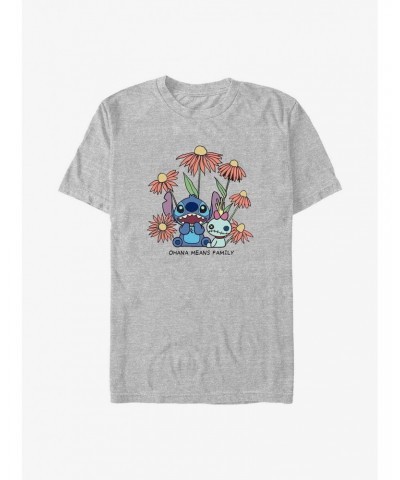 Disney Lilo & Stitch Chibi Floral T-Shirt $7.17 T-Shirts