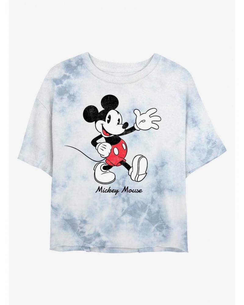 Disney Mickey Mouse Waving Hi Tie-Dye Girls Crop T-Shirt $9.25 T-Shirts