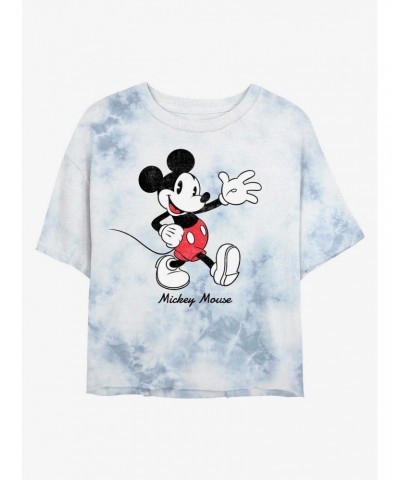 Disney Mickey Mouse Waving Hi Tie-Dye Girls Crop T-Shirt $9.25 T-Shirts