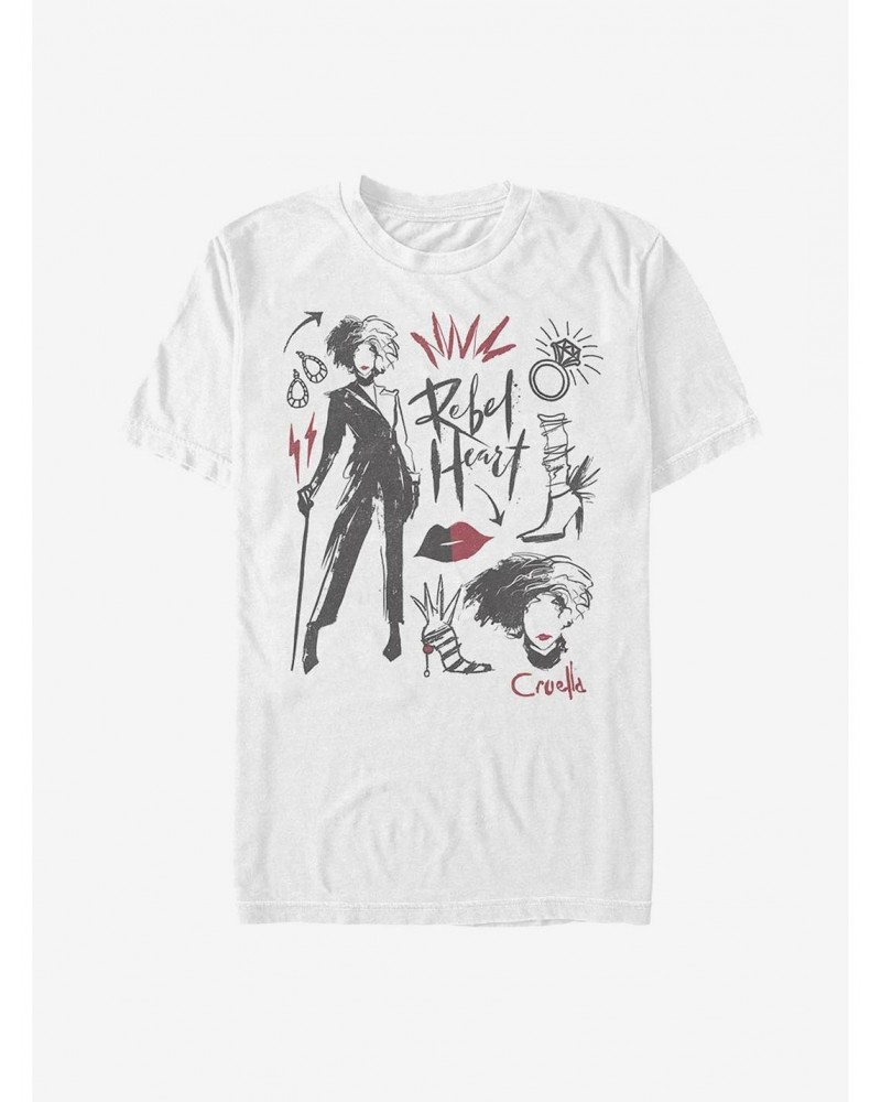 Disney Cruella Fashion Sketches T-Shirt $10.52 T-Shirts