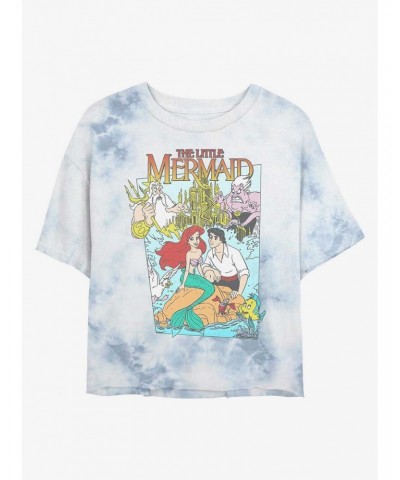 Disney The Little Mermaid Movie Cover Tie-Dye Girls Crop T-Shirt $14.16 T-Shirts