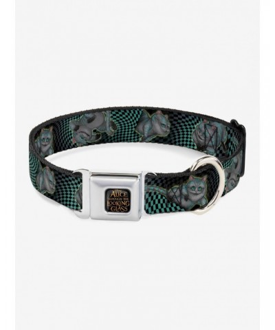 Disney Alice In Wonderland Cheshire Cat 4 Poses Checkers Seatbelt Buckle Dog Collar $11.95 Pet Collars