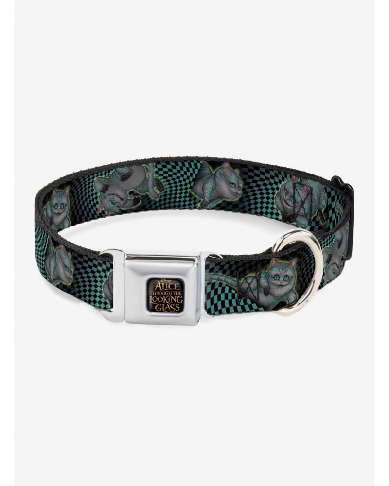 Disney Alice In Wonderland Cheshire Cat 4 Poses Checkers Seatbelt Buckle Dog Collar $11.95 Pet Collars