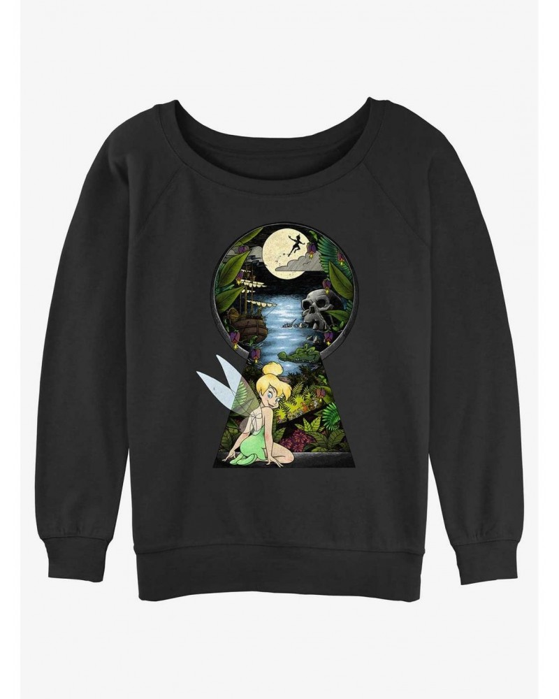 Disney Tinker Bell Keyhole To Neverland Girls Slouchy Sweatshirt $14.76 Sweatshirts