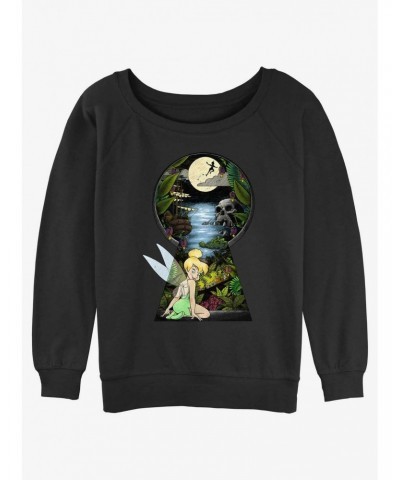 Disney Tinker Bell Keyhole To Neverland Girls Slouchy Sweatshirt $14.76 Sweatshirts